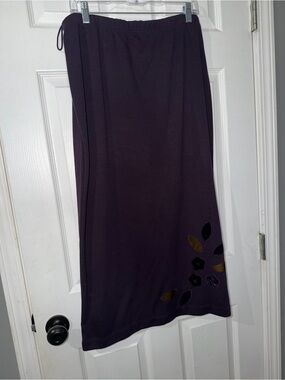 Leslie Fay Plum Maxi Skirt with Floral Cutout Accent
